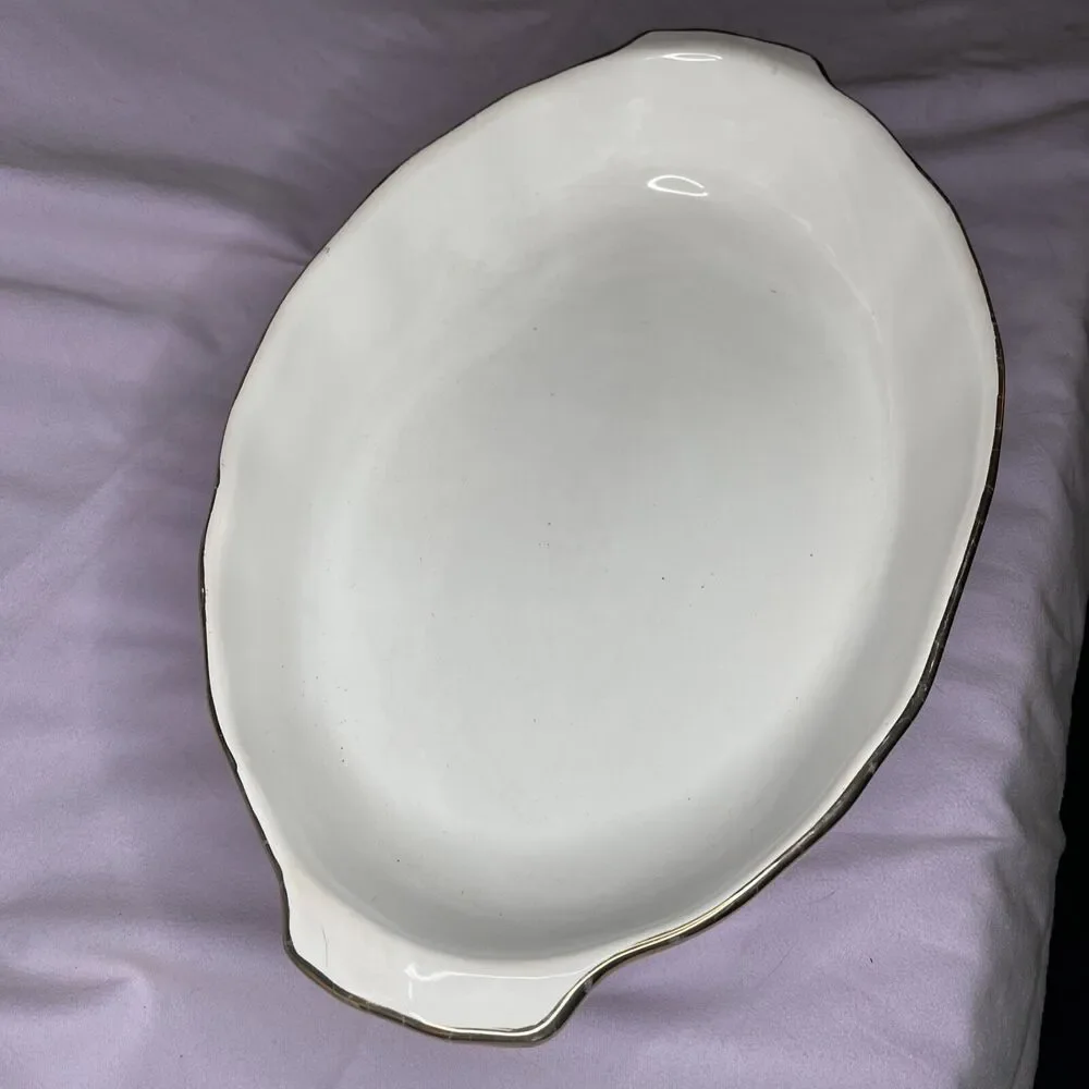 Vintage CERAMICHE TADINATE ITALY White Baking Casserole Serving Vessel Dish #F43